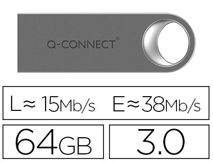 Q-CONNECT - MEMORIA USB FLASH PREMIUM 64 GB 3.0 (CANON L.P.I. 0,24€ Incluido) (Ref.KF11503)