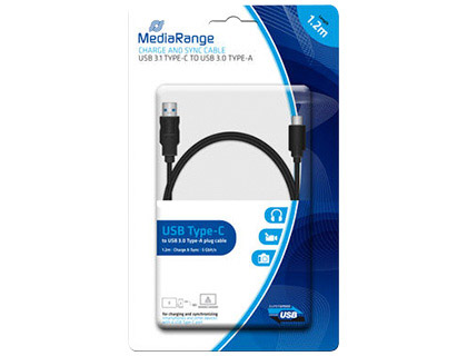 MEDIARANGE - CABLE USB 3.1 TIPO C A USB 3.0 TIPO A LONGITUD DEL CABLE 1.2 MT NEGRO (Ref.MRCS160)