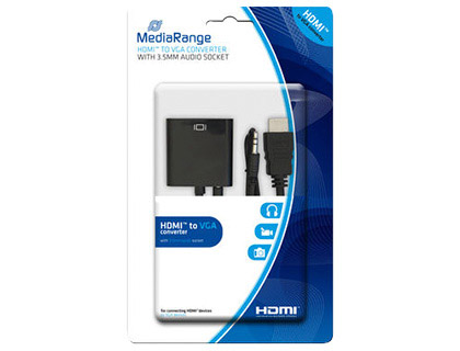 MEDIARANGE - CABLE HDMI A VGA JACK 3.5 MM NEGRO (Ref.MRCS167)