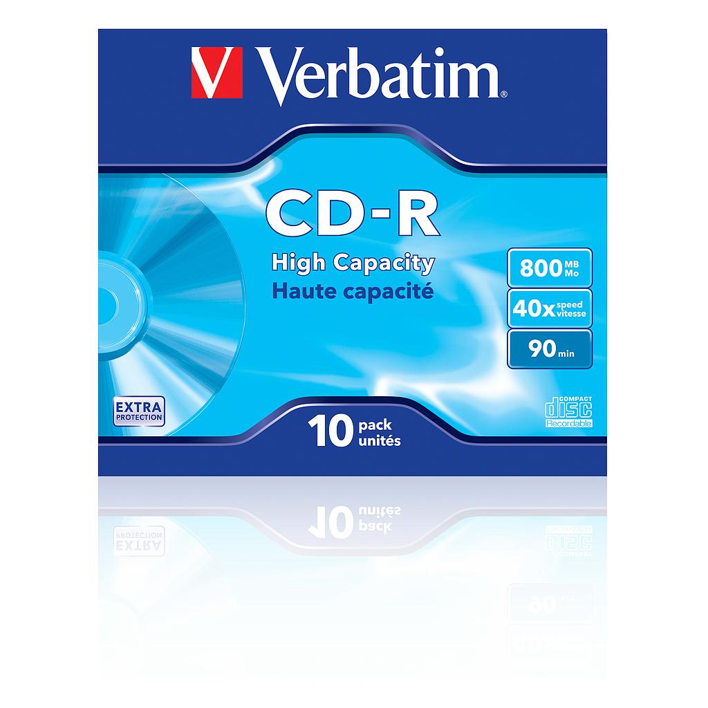 VERBATIM - CD-R High Capacity pack caja 10 ud 40x 800MB 90min (CANON L.P.I. 0,8€ Incluido) (Ref.43428)