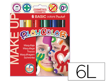 PLAYCOLOR - Caja 6 Témperas sólidas Make Up surtidas maquillaje certificado 0 (Ref.1001)