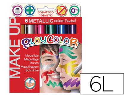 PLAYCOLOR - Caja 6 témperas sólidas Make Up colores metálicos certificados 0 (Ref.1011)