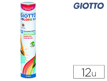 GIOTTO - Bote metálico 12 lápices de colores mina Ø3,0mm. Colors 3.0 (Ref.276900)