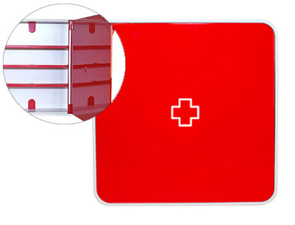 PAPERFLOW - Armario mural para Medicinas color Rojo 4 estantes Fabricado en ABS Brillo MTBMH18 (Ref.MTBMH.18)