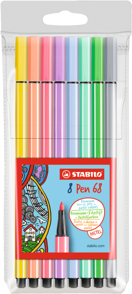 STABILO - Estuche 8 rotuladores Pen 68 pastel surtidos (Ref.68/8-01)