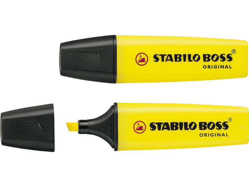 STABILO - Marcador fluorescente Boss Original P.Biselada Tinta universal a base de agua Amarillo (Ref.70/24)