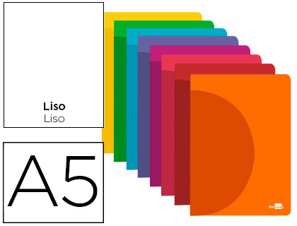 LIDERPAPEL - LIBRETA 360 TAPA DE PLASTICO A5 48 HOJAS 90G/M2 LISA SIN MARGEN COLORES SURTIDOS (Ref.LF16)