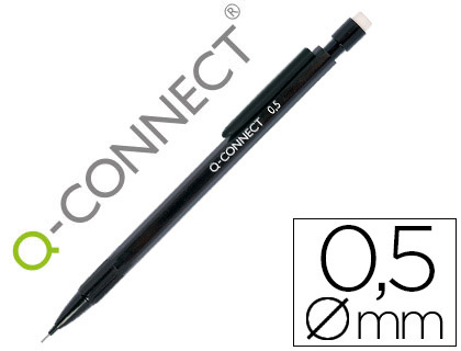 Q-CONNECT - PORTAMINAS 0.5 MM CON 3 MINAS CUERPO NEGRO CON CLIP NEGRO (Ref.KF18046)