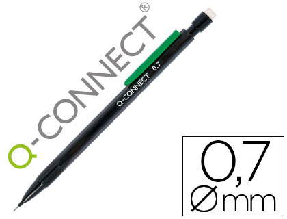 Q-CONNECT - PORTAMINAS 0.7 MM CON 3 MINAS CUERPO NEGRO CON CLIP VERDE (Ref.KF01345)