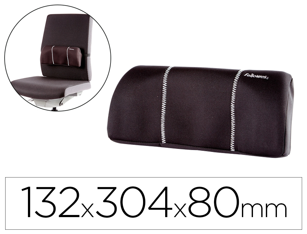 FELLOWES - Cojin lumbar portatil con funda extraible tela color negro 54x304x126 mm (Ref. 8042101)