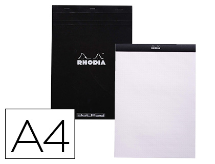 RHODIA - Bloc nota black dot pad din A4 80 hojas 80 g/m2 liso con puntos negros 5 mm perforado (Ref. 18559C)