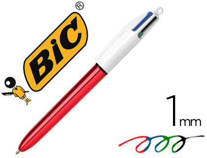 BIC - Boligrafo cuatro colores shine rojo punta de 1 mm (Ref. 982877)