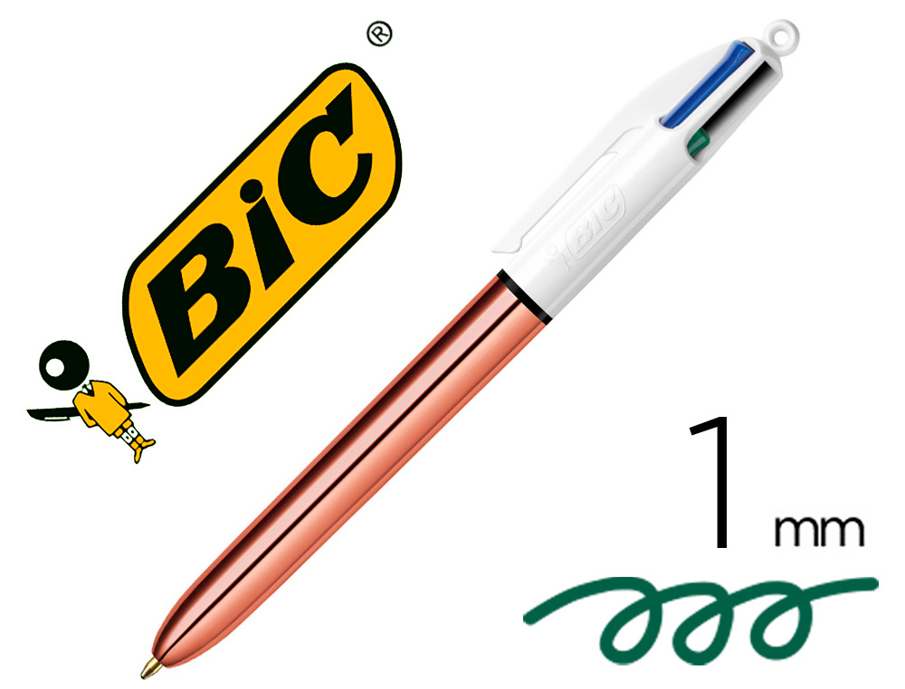 BIC - Boligrafo cuatro colores shine oro rosa punta de 1 mm (Ref. 951737)