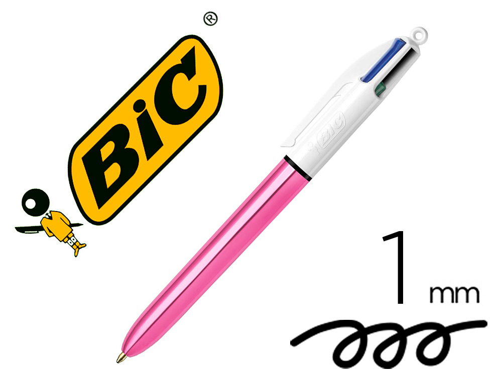 BIC - Boligrafo cuatro colores shine rosa punta de 1 mm (Ref. 982875)