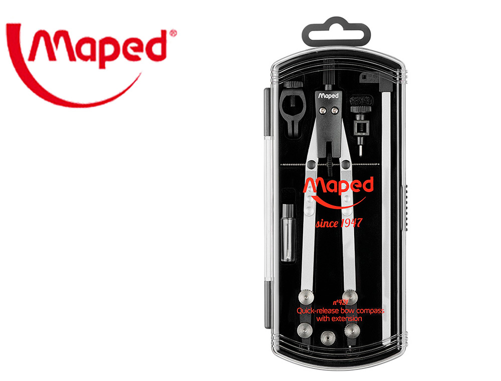 MAPED - Compas tecnico con bigotera con alargador 5 piezas (Ref. 178102)