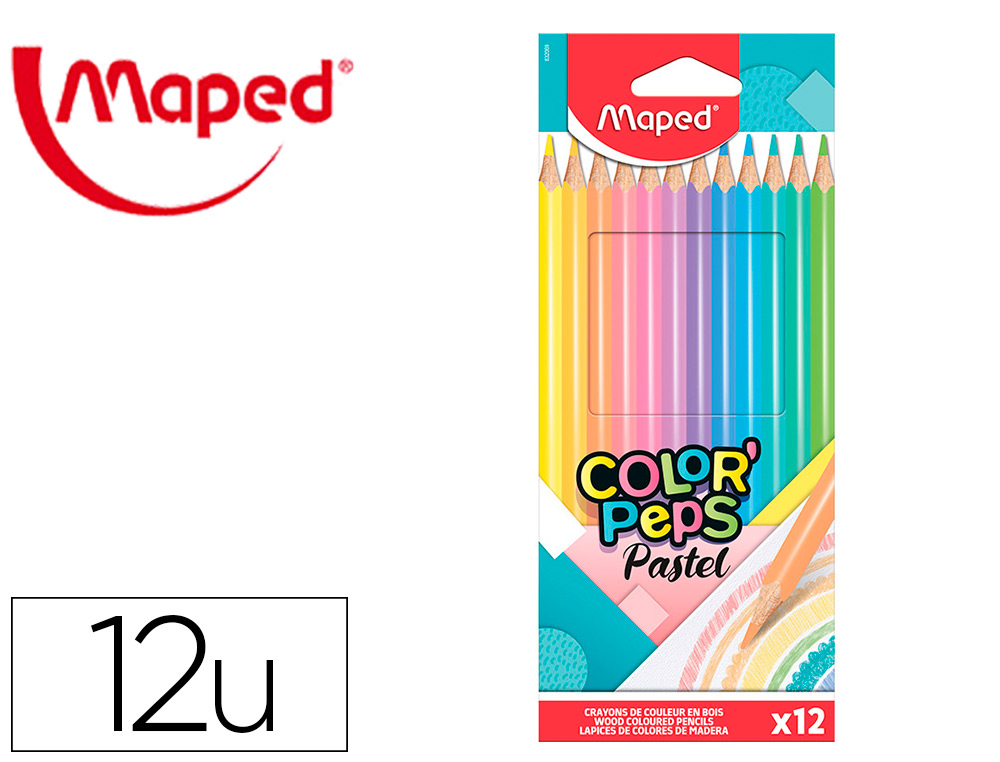MAPED - Lapices de colores color peps caja de 12 colores pastel surtidos (Ref. 832069)