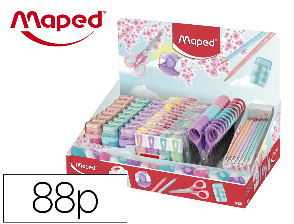 MAPED - Expositor coleccion pastel 88 piezas surtidas (Ref. 993416)