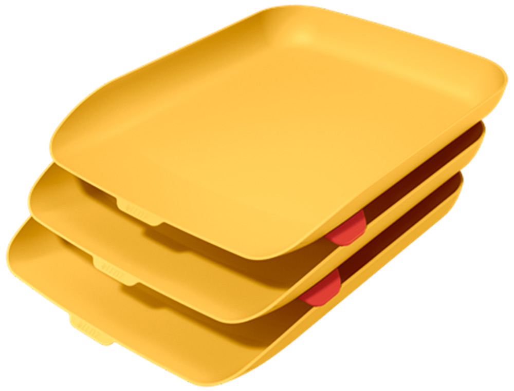 LEITZ - Bandeja sobremesa plastico cosy set de 3 unidades amarillo 274x120x456 mm (Ref. 53582019)