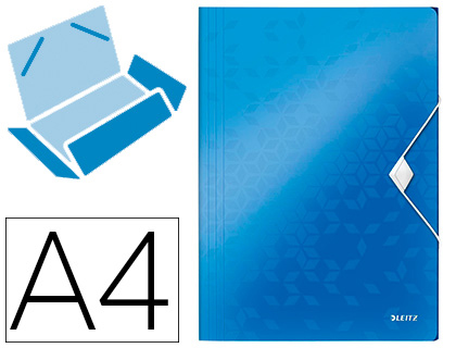 LEITZ - Carpeta wow gomas solapas polipropileno din A4 color azul (Ref. 45990136)