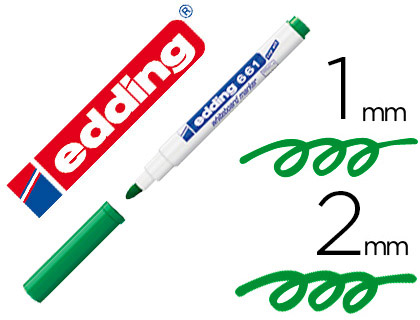 EDDING - Rotulador para pizarra blanca 661 color verde punta redonda 1-2 mm recargable (Ref. 661-04)