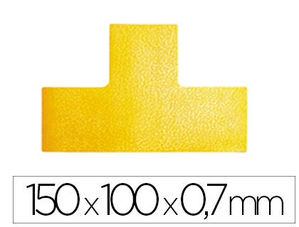 DURABLE - Simbolo adhesivo pvc forma t para delimitacion suelo amarillo 150x100x0,7 mm pack de 10 unidades (Ref. 1700-04)