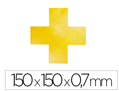 DURABLE - Simbolo adhesivo pvc forma de cruz para delimitacion suelo amarillo 150x150x0,7 mm pack de 10 (Ref. 1701-04)