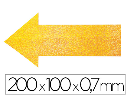 DURABLE - Simbolo adhesivo pvc forma de flecha para delimitacion suelo amarillo 200x100x0,7 mm pack de 10 (Ref. 1705-04)