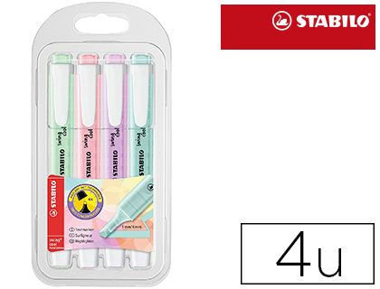 STABILO - Rotulador fluorescente swing cool color pastel bolsa de 4 unidades colores surtidos (Ref. 275/4-08)