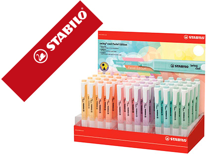 STABILO - Rotulador fluorescente swing cool pastel expositor de 48 unidades colores surtidos (Ref. 275/48-8-1)