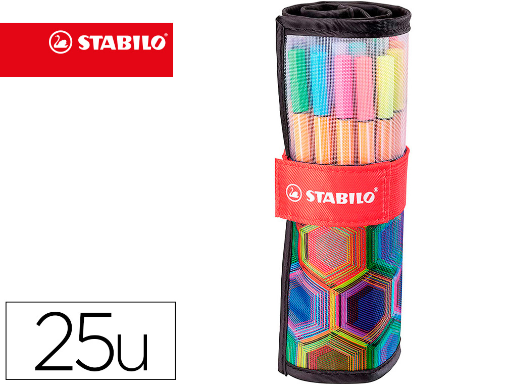 STABILO - Rotulador punta de fibra POINT 88 ARTY - estuche rollerset de 25 unidades colores surtidos (Ref. 8825-071-20)