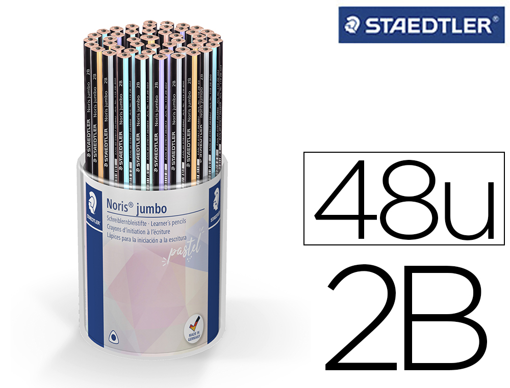 STAEDTLER - Lapices de grafito 119 triplus 2b color pastel bote de 48 unidades colores surtidos (Ref. 119 KP48PA)