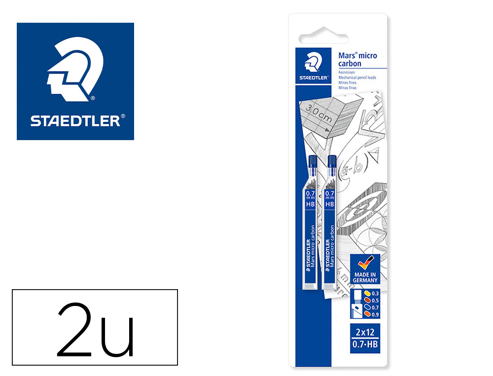 STAEDTLER - Minas mars micro grafito 0,7 mm hb tubo con 12 unidades blister de 2 unidades (Ref. 2507HBBK2D)