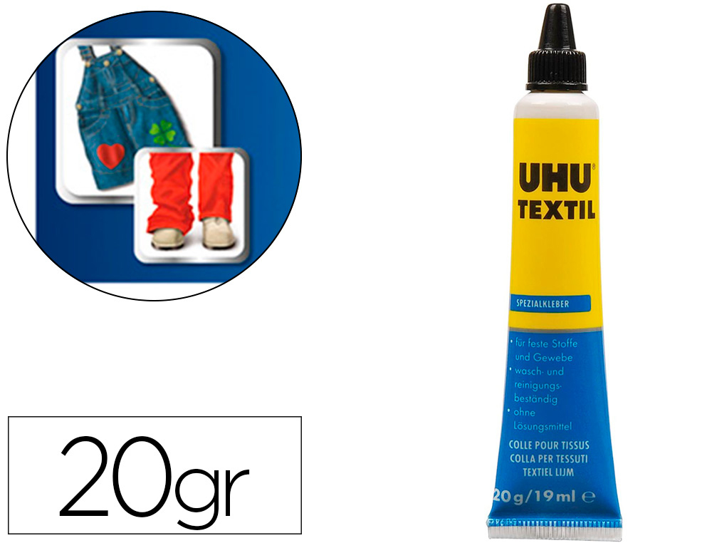 UHU - Pegamento especial textil tubo 20 gr en blister (Ref. 64662)