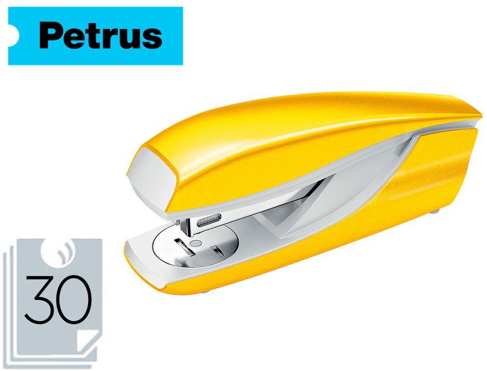 PETRUS - Grapadora 635 wow amarilla metalizada capacidad 30 hojas (Ref. 626832)