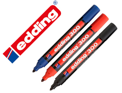 EDDING - Rotulador marcador permanente 300 punta redonda 1,5-3 mm expositor de 24 unidades colores surtidos (Ref. 52200-1)