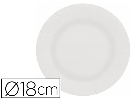 Plato papel reciclable blanco 18 cm paquete 100 unidades (Ref. 10417)