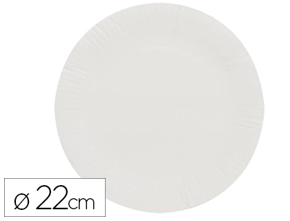Plato papel reciclable blanco 22 cm paquete 100 unidades (Ref. 10418)