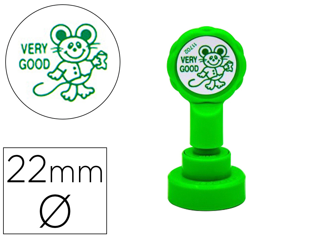 ARTLINE - Sello emoticono muy bien color verde 22 mm diametro (Ref. 11702)