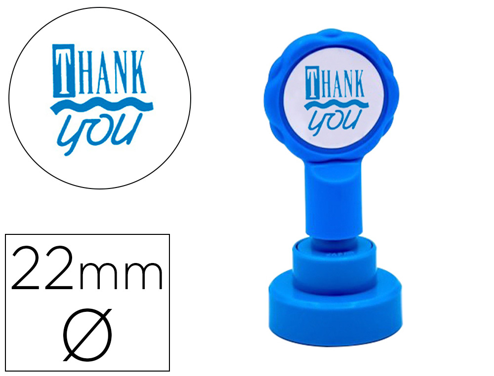 ARTLINE - Sello emoticono gracias color azul 22 mm diametro (Ref. 11830)