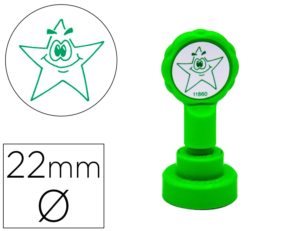 ARTLINE - Sello emoticono estrella color verde 22 mm diametro (Ref. 11860)
