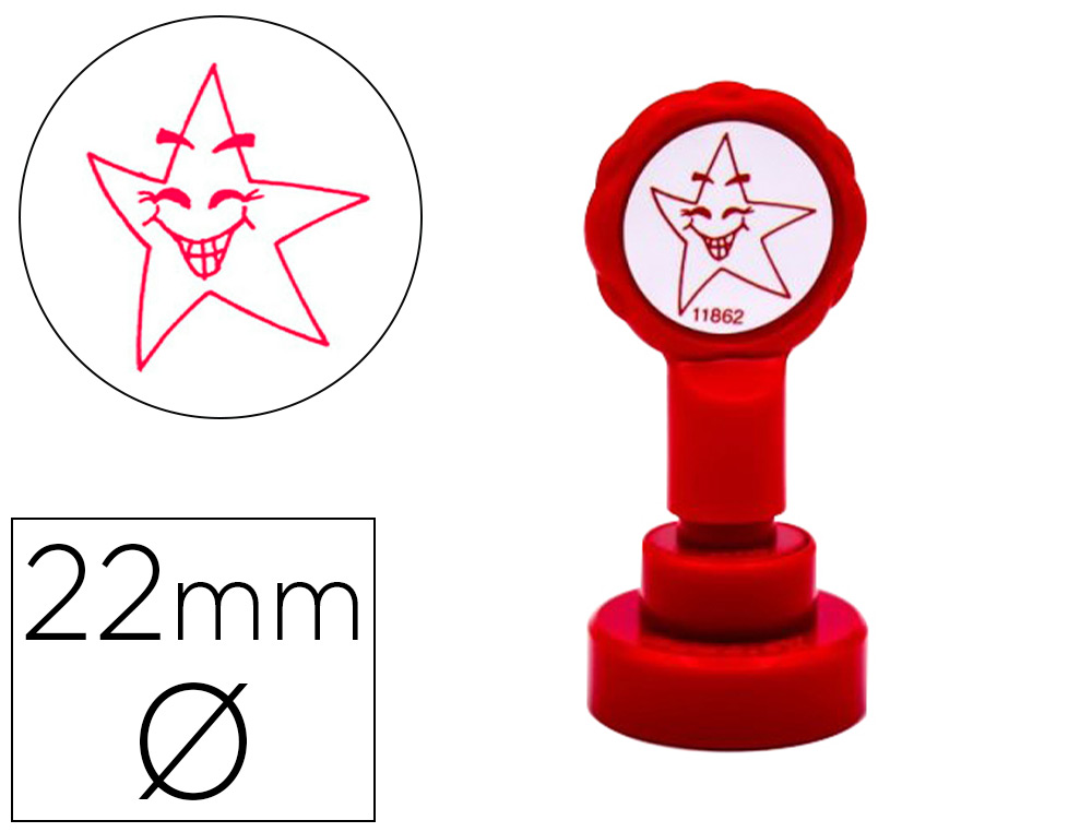 ARTLINE - Sello emoticono estrella color rojo 22 mm diametro (Ref. 11862)