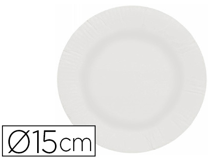 Plato papel reciclable blanco 15 cm paquete 100 unidades (Ref. 10416)