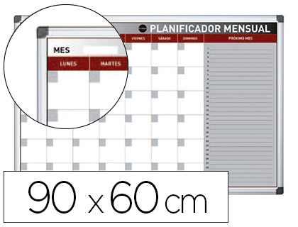 BI-OFFICE - Planning magnetico mensual lacado marco aluminio rotulable 90x60 cm (Ref. GA03179170)
