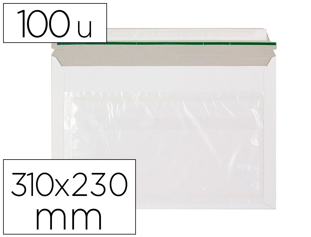 Q-CONNECT - Sobre autoadhesivo portadocumentos 310x230 mm ventana transparente paquete de 100 unidades (Ref. KF11301)