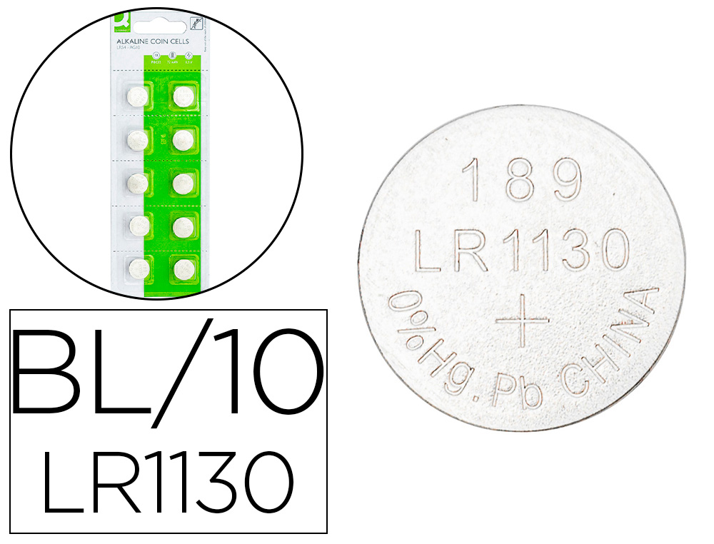 Q-CONNECT - Pila tipo boton alcalina ag13 lr44 1.5v blister de 10 unidades (Ref. KF14556)