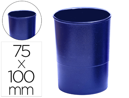 Q-CONNECT - Cubilete portalapices plastico azul opaco diametro 75 mm altura 100 mm (Ref. KF19028)