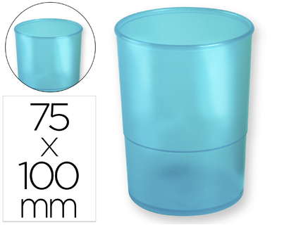 Q-CONNECT - Cubilete portalapices plastico azul translucido diametro 75 mm altura 100 mm (Ref. KF19030)