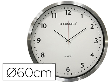 Q-CONNECT - Reloj de pared plastico oficina redondo 50 cmmarco cromado (Ref. KF11216)