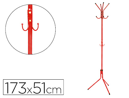 Q-CONNECT - Perchero metalico rojo 8 colgadores 173x51 cm (Ref. KF17118)