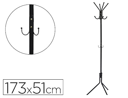 Q-CONNECT - Perchero metalico negro 8 colgadores 173x51 cm (Ref. KF17116)